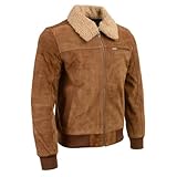 Milwaukee Leather Vintage SFM1818 Men's Classic Beige Suede Leather Fashion Coat Jacket w/Front Zipper Closure - Small