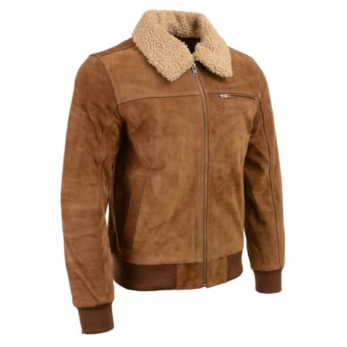 Milwaukee Leather Vintage SFM1818 Men's Classic Beige Suede Leather Fashion Coat Jacket w/Front Zipper Closure