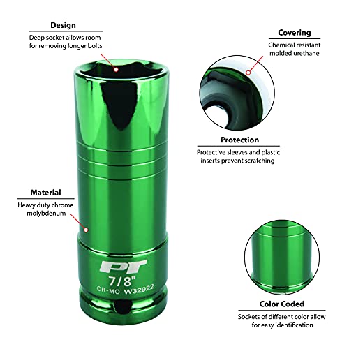 Image of Performance Tool W32922 Performance Tool 1 /2-Inch Impact Drive 7 /8-Inch Thin Wall Socket , Green