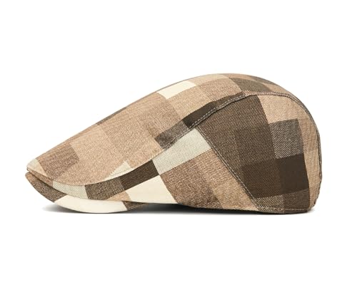 Image of Quanhaigou Men's Cotton Flat Ivy Gatsby Newsboy Driving Hat Adjustable Irish Cabbie Ivy Driving Hunting Cap