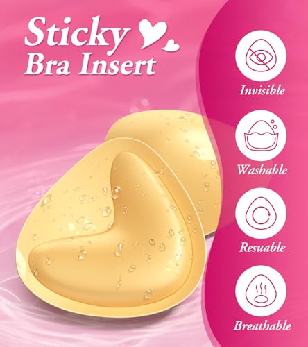 Sticky Bra Inserts, Double Sided Sticky Bra Push Up with Nipple Covers, Adhesive Bra Pads for Sport Bra4