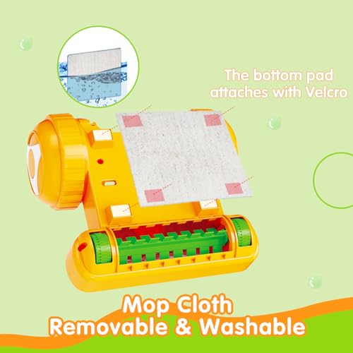 Image of FS Kids Vacuum Toy for Children 18 Months+ Green with Washable Mop Pad | Pretend Housekeeping Toy with Interactive Lights, Sounds and Washable Mop Pad for Creative Cleaning Activities and Role Play.