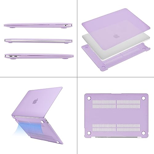 Image of MOSISO Compatible with MacBook Air 13 inch Case 2022 2021 2020 2019 2018 Release A2337 M1 A2179 A1932 Touch ID, Plastic Hard Shell Case & Keyboard Cover for MacBook Air 13.3 inch Case, Light Purple
