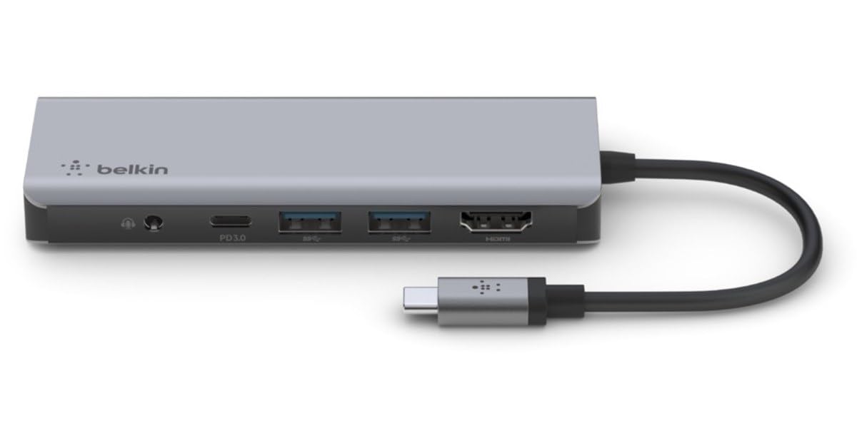 Belkin 6 in 1 Hub multimedia USB-C ™ (ETHERNET, HDMI, 2 USB-A 3.0, SD Belkin 6 in 1 Hub multimedia USB-C ™ (ETHERNET, HDMI, 2 USB-A 3.0, SD