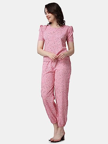 Image of POPWINGS Casual Printed Top and Joggers Set for Women || Stylish Summer Co-Ords Set for Women || Round-Neck Top and Joggers Combo Set for Women