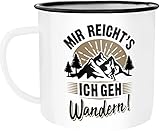 MoonWorks® Emaille-Tasse Wanderer Mir reichts ich geh wandern Geschenke für Wanderfreunde Outdoor emaille-weiß-schwarz standard