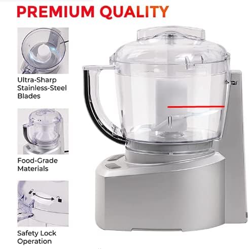 Mueller Ultra Prep Food Processor Chopper for Dicing, Grinding, Whipping and Pureeing – Food Chopper for Vegetables, Meat, Grains, Nuts and Whisk for Eggs and Cream