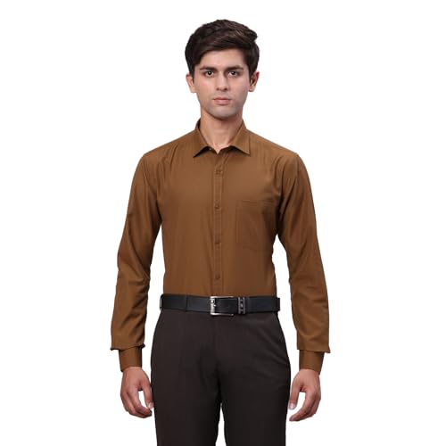 Image of Park Avenue Men Slim Fit Solid Pattern Cotton Blend Semi Cutaway Collar Full Sleeve Formal Shirt