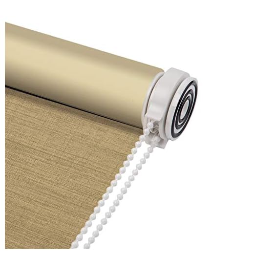 Skansen Tension Roller Blinds Blackout Linen Fabric No Need to Drill Energy Saving Block 100% Light Window Shades for Home, Hotel, Club, Restaurant (Beige)
