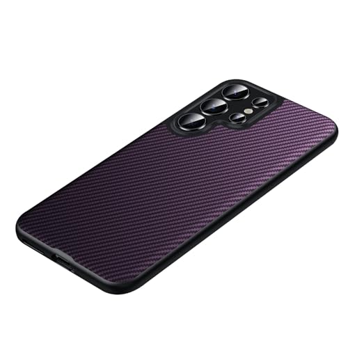 Étui magnétique Galaxy S26 en cuir luxe violet et texture carbone
