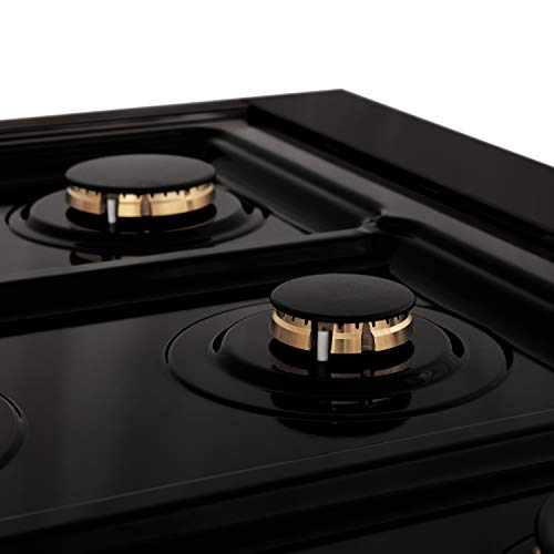 Zline Kitchen And Bath RTB-BR-48 Zline 48 Inch Porcelain Rangetop In Black Stainless Steel With 7 Gas Brass Burners thumb #3