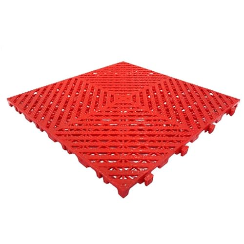 プラスチックパレット、ポリエチレン通気性グリッド記事ラック、2〜3トン荷重ベアリング、すのこパレット、洗車、オートショー、地下室保管用(Red,40x40x4cm)