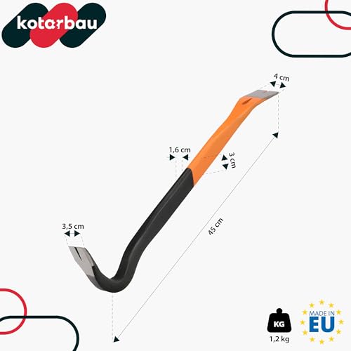 KOTARBAU® Brecheisen geschmiedet doppelseitig Kuhfuß Nageleisen Brechstange groß Nagelzieher Werkzeug Brechstange groß 450 mm