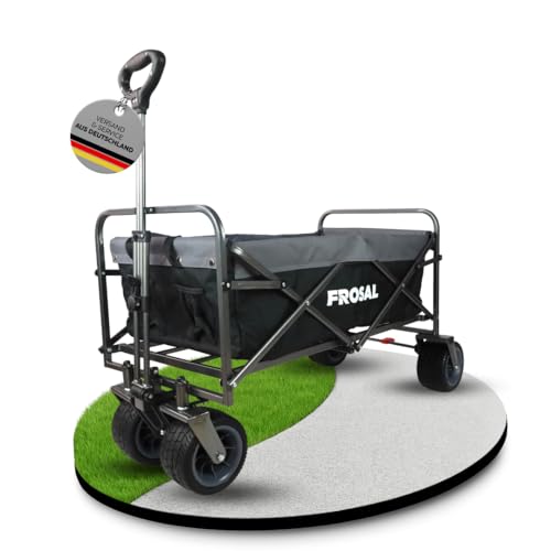 FROSAL Bollerwagen faltbar Alex in schwarz/grau Kinder Strandwagen klappbar...
