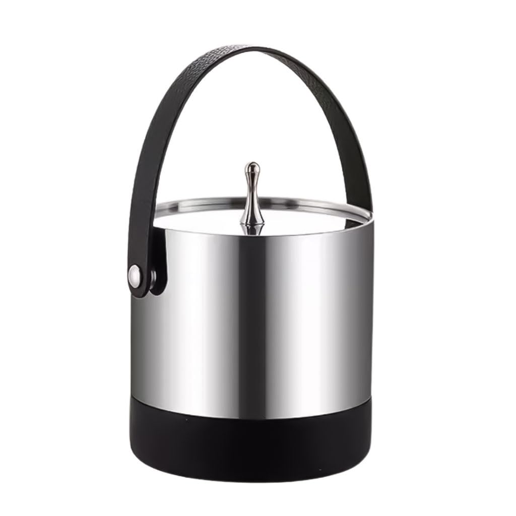 Seau à glace inox anti-condensation 1.4 L avec passoire pour éviter la fonte