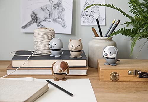 Hoptimist Tier, Hund, Wackelfigur & Glücksbringer Skandinavisch, Wohnzimmer & Schreibtisch Deko, Büro Gadget, Tolle Kleine Geschenke, 5,5 x 5,9 x 7,3 cm, Small, Grau