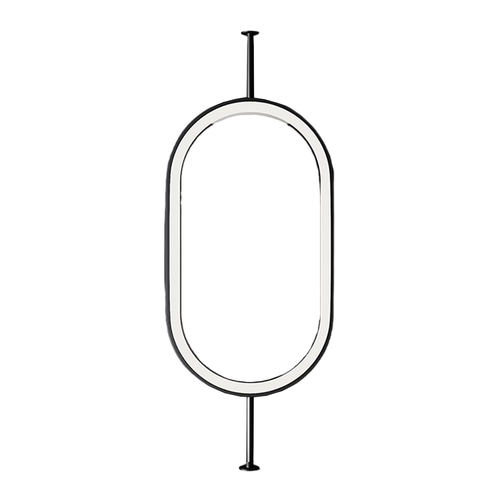 MESOVFCA Oval Bathroom Mirror, Ceiling-Mounted, Illuminated LED with 3-Color Dimmable Lights, Suitable for Hotel and Apartment Decor(Black,60x90cm)
