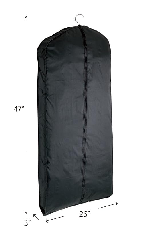 Lewis N. Clark Travel Garment Bag Cover for Airplane, Car, Everyday Use-Heavy-Duty, Lightweight, Water-Resistant, Perfect for Suits, Dresses, or Uniforms, 47” Length, Black, One Size