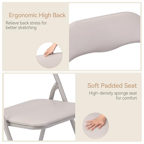 GAOMON Folding Chairs 6 Pack, Outdoor & Indoor Event Portable Metal Folding Chairs with Cushion, Non-Slip Feet Pads Stackable Chairs, Off-White - Image 5