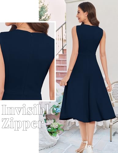 Image of Wedtrend Women's Cocktail Dress with Pockets 1940s Vintage Dress, Midi A-line Church Dresses