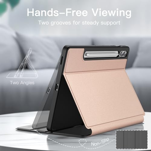 JETech Case for Samsung Galaxy Tab S9 FE+ / S9 FE Plus 12.4-Inch with S Pen Holder, Slim Folio Stand Protective Tablet Cover, Multi-Angle Viewing (Rose Gold)