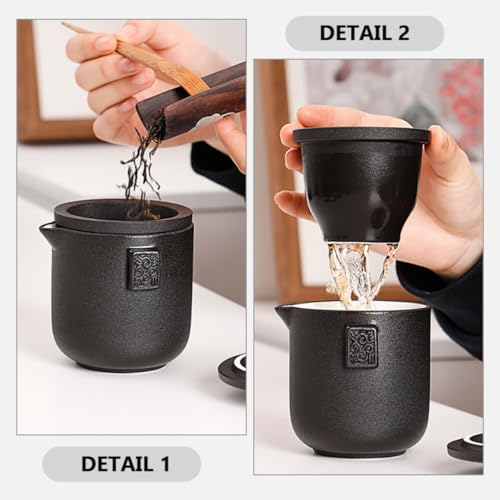 Juego de té de cerámica portátil y fácil de agarrar para camping 8