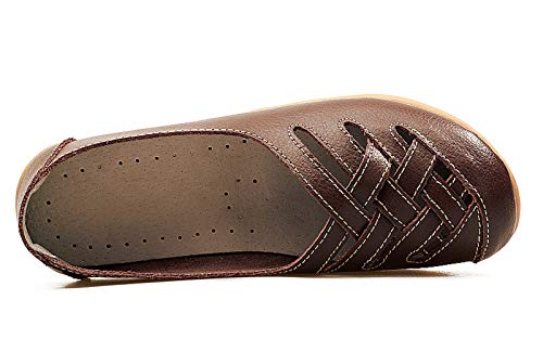 VenusCelia Mocassim feminino confortável para caminhada casual, Marrom, 19.5