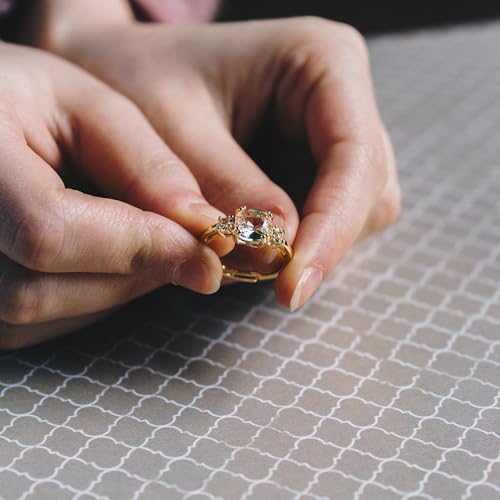 Philip Jones Gold Plated Adjustable Three Stone Ring Created with Zircondia® Crystals - 3