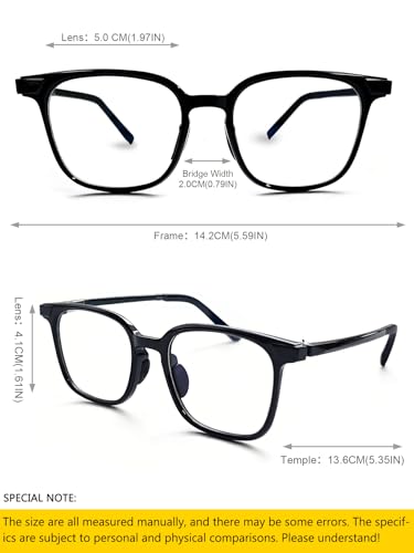Image of TR90 Oversized Blue Light Blocking Glasses Men Women Ultralight Nerd Square Computer Games Black Large Eyewear