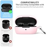 for Bose New QuietComfort Earbuds (2024) Case Cover with Cleaning Kit, Soft Silicone Protective Earbuds Case with Carabiner, Logo and Front LED Visible (Pink) - Image 2