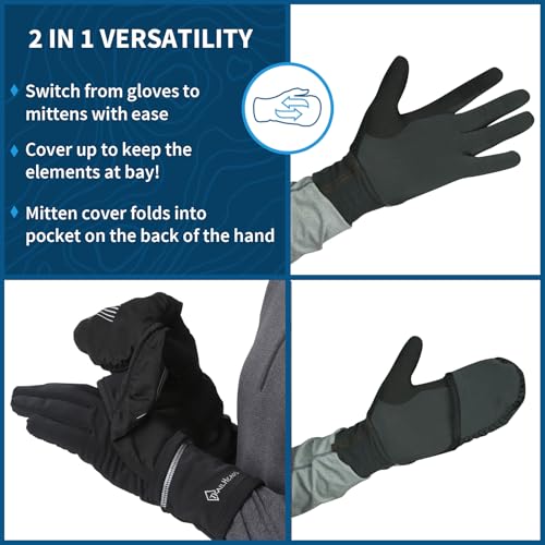 trailheads womens running gloves touchscreen fingers amp convertible waterproof mitten shell - for winter reflective warm