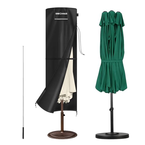 SIMPHAUS Garden Parasol Cover for Garden Umbrella Covers Waterproof Ø 3m Parasol Covers 220x67/67cm Double Parasol Umbrella Cover for Garden,Patio Sun Shade,Windproof,Anti-UV,420D Oxford Fabric