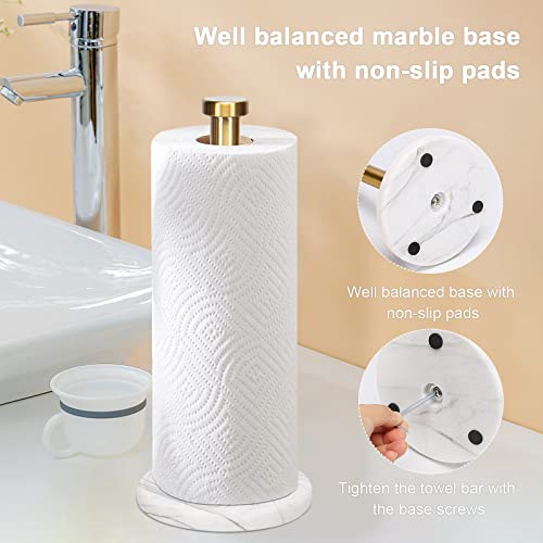 Nearmoon Standing Paper Towel Holder, Kitchen Paper Towel Roll Holder- For Bathroom Kitchen Countertop, Standard Or Jumbo-Sized Roll Holder (With Marble Base, Brushed Gold) #TOP5