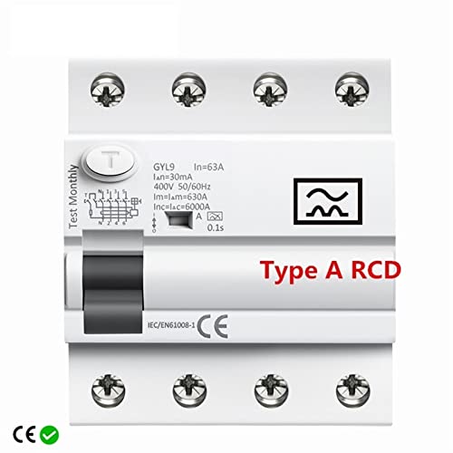 Interruptor RCD de 4P 63A MOBYAT con detección de corriente CC pulsante para riel DIN 2