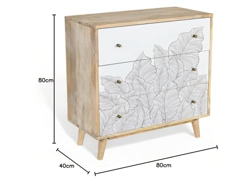 Image of Solid Wood Ranthambore Chest of Drawer | Dresser with 3 Drawers | Wooden Chest of Darwers | Chest of Drawers with Storage | Finish- Natural and White