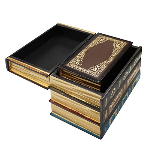 Chris.w Wooden Antique Book-Like Bookends With Hidden Storage Box Classic Decorative Library Book Ends, Set Of 2 (Retro) #TOP5