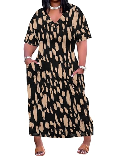 Image of SUZONANA Plus Size Dresses for Curvy Women African Print American Dress Summer Outfits Casual Loose with Pocket