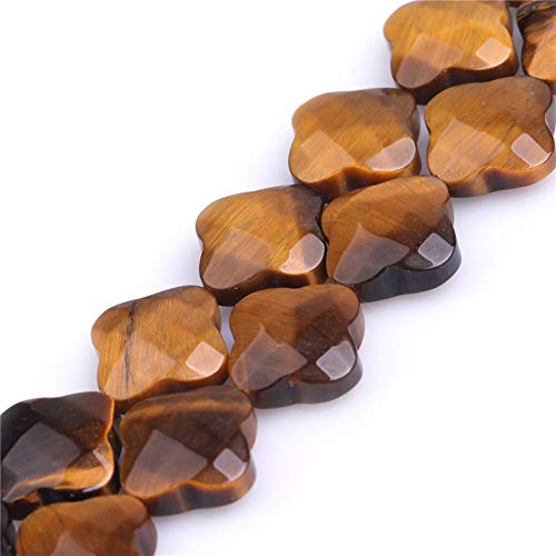 GEM-Inside 30Pcs 12mm Faceted Clover Plant Flower Natural Tiger Eye Stone Gemstone Semi Precious Charms Beads for Jewelry Making 15" Strand Chakras Beads - Image 2