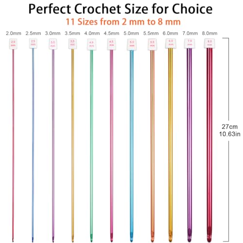 ZGTS Crochet Hooks Set,11PCS Multicolor Aluminum Knitting Needles Kit with Ergonomic Grip Handle Crochet Needles Kit with Stitch Markers for Beginners and Professionals - Image 2
