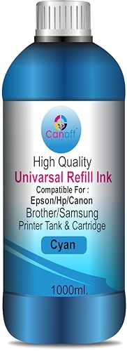 Image of CANOFF Cyan Refill Ink Compatible for Can: CL: 41, 57, 98, 99, 741, 746,811,831 Ink Cartridge (1000ml Per Bottle) (Cannon Ink Cartidge Refill Ink, Cyan)