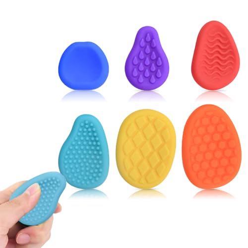 RoseFlower Fidget Toys Adults & Kids: 6 Pack Worry Stones for Anxiety Relief - Stress Toys for Autism Sensory Products, Fidgets for Adults & Kids - Calming Fidget Toy, Stress Relief Gifts