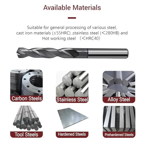 Image of 3 /16 Carbide Drill Bit: Max 700 Holes for Hardened Steel Stainless Steel Hot Working Steel Metal CNC Tungsten Solid Carbide TiAlSi Coating Jobber Drill Bits 135 Point Angle 2PCS