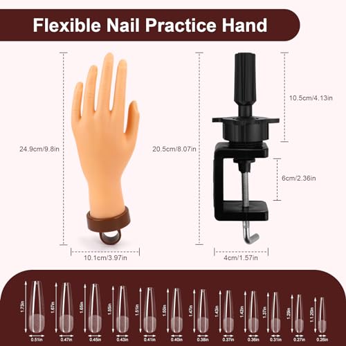LIONVISON Mão prática para unhas de acrílico, modelo de manequim flexível para unhas, mãos de manicu