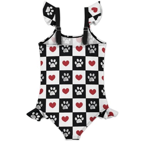 Image of Girls One Piece Swimsuit Polka Dots Ruffles Swimwear Bathing Suits 3-12 Years