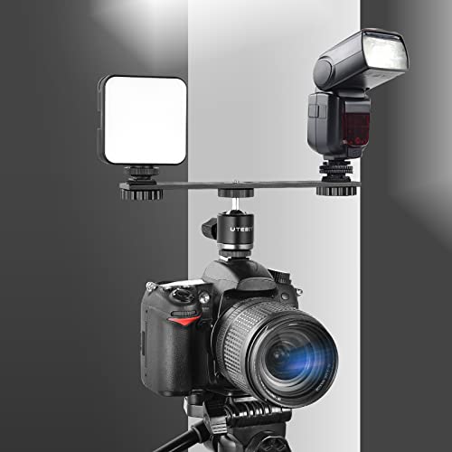 Utebit 8 Inch Flash Bracket, Dual Camera Mount Flash Bracket Extension Bar With 1/4 Screw Hot Shoe, Straight Flash Bracket Tripod Mount For Dslr Camera Led Light Studio Video Microphone #TOP5