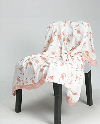 Image of Little Jump Flamingo Baby Blanket - Silky Soft and Breathable Muslin Blankets Baby Girl Quilts- Large 47 inch x 47 inch - 2 Layers Toddler Bed Blanket (Flamingo)