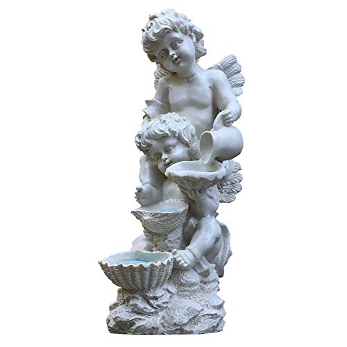 Havanadd Garden Ornament Decorative Sculpture Garden Angel Statue Ornaments Figurine For Yard Lawn Winter Decoration With Solar Powered Lights Sculpture (Color : White, Size : 17x16x38cm)