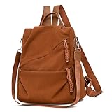 LLIDDAMES Mochila de Pana para Ciudad Mochila antirrobo para mujer mochila Universitaria Mujer mochila Portatil Mochilas Tipo Casual Backpack para Escolar Viaje Trabajo(Brown,34 * 13 * 32cm)
