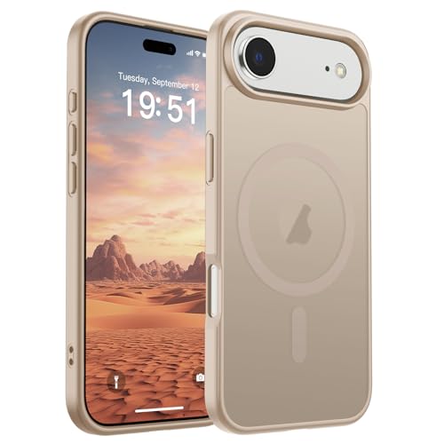 Image of SUPFINE Magnetic for iPhone Air Case (Compatible with MagSafe)(Military Grade Drop Protection) Slim Translucent Matte Shockproof with Anti-Fingerprint Phone Cover for 17 Air,Desert Gold