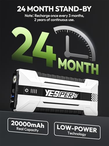 YESPER Battery Jump Starter Portable, 3000A Booster Pack Jump Box for 12V Car (Up to 10L Gas/8L Diesel Engine), Jumper Cables with DSLI Safe Tech, PD 15W Fast Charge & DC 15V Port - Image 7